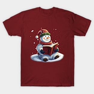 Snow man with Book T-Shirt